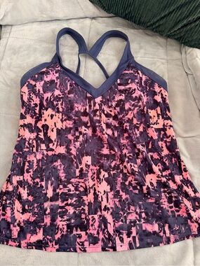 Nike Pink and Dark Purple Printed Tank Top